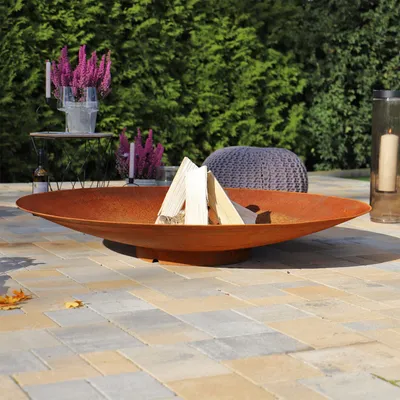 Produktbild von CLGarden Feuerschale aus 3mm Cortenstahl 120cm groß Moderne Edelrost Feuerstelle Corten Stahl Rost Feuer Schale Rostoptik