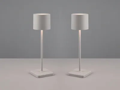 Produktbild von 2er SET Akku LED Outdoor Tischlampen Grau kabellos ohne Strom mit Touch dimmbar