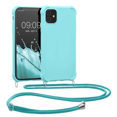 Produktbild von kwmobile Necklace Case kompatibel mit Apple iPhone 11 Hülle - Cover mit Kordel zum Umhängen - Silikon Schutzhülle Hellblau