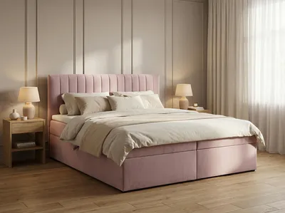 Produktbild von Boxspringbett REGEN 180x200 Rosa Plüsch