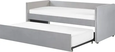 Produktbild von BELIANI Tagesbett Hellgrau Samtstoff 90x200 cm mit Lattenrost Modern Glamour für Gästezimmer für Kinderzmmer