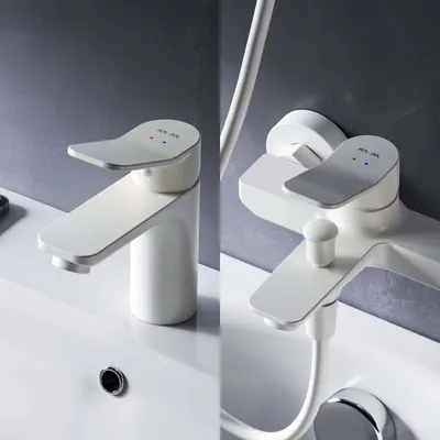 Produktbild von Armaturen Set Serie Einhebelmischer Waschtischarmatur und Wannenarmatur Brausearmatur Set Waschtisch Armatur Wannenarmatur AM.PM, Weiss