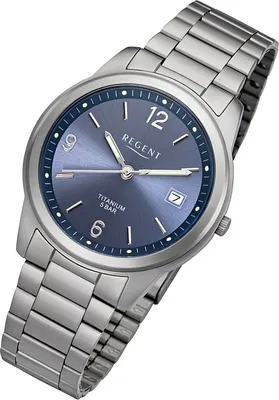 Produktbild von Regent Herren Uhr Titan-Uhr F-1173 Analog Metall Armband-Uhr silber URF1173