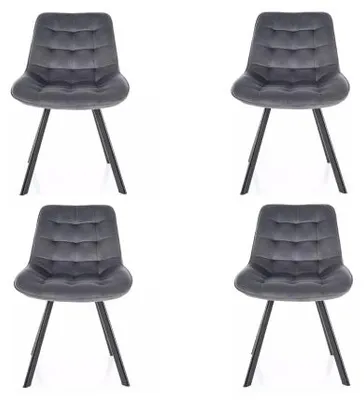 Image de Lot de 4 chaises pivotantes en velours - Gamme Monti - Gris