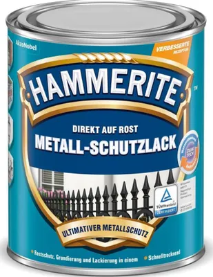 Produktbild von Hammerite Metall-Schutzlack Matt, Fertig gemischt, Zaun, Möbel, Treppe, Fenster, Metall, Nicht-eisenhaltiges Metall, Matte Oberfläche, Weiß, 10 m²/L, Weiss