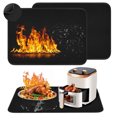Image de Tapis résistants à la chaleur, 60 x 80 cm - Lot de 2 tapis en silicone résistants à la chaleur pour la cuisine