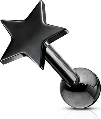 Produktbild von Helix & Tragus Ohr Piercing „Stern“ Schwarz