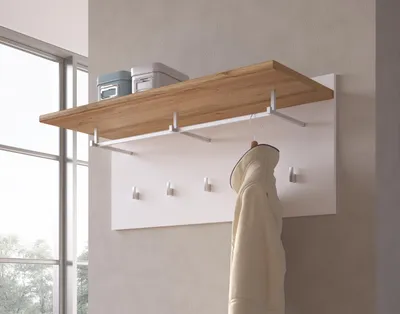 Produktbild von Design Garderobenpaneel mit 8 Kleiderhaken 90 x 40 cm Wandgarderobe Garderobe Hakenpaneel Hakenleiste Wandhaken Garderobenleiste
