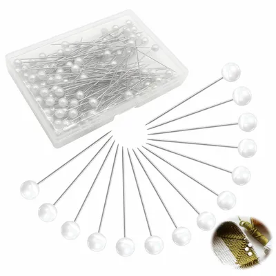 Produktbild von 100 Nähadeln mit Perlenkopf, 65 mm, in einer Aufbewahrungsbox