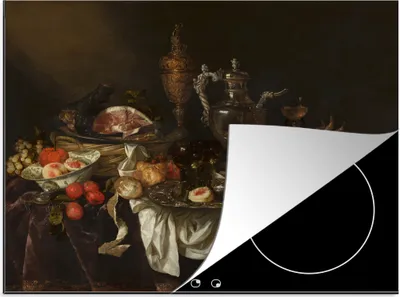Produktbild von KitchenYeah© Herdabdeckplatte Stillleben - Abraham van Beyeren - Kunst - Vintage - Alte Meister , 60x52cm, Küche Deko, Glaskeramikkochfeld Herdabdeckung, Abdeckplatte fùr Kochfeld