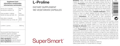 Produktbild von SuperSmart L-Proline 500 mg Dietary Supplement - 180 Vegi-Kaps