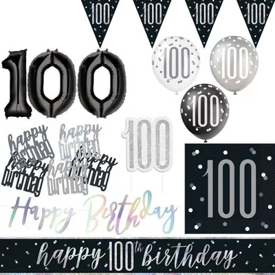 Produktbild von 100. Geburtstag Deko schwarz silber Party Dekoration Set Mann Geburtstagsdeko