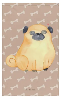 Produktbild von Mr. & Mrs. Panda Gobelin Mops - Hundeglück - Geschenk, Hund, Knuffig, Tapestry, Wandteppich, Sprüche, Liebe, Tapisserie, Boho, Hundeliebe, Hängedeko, Wandbild