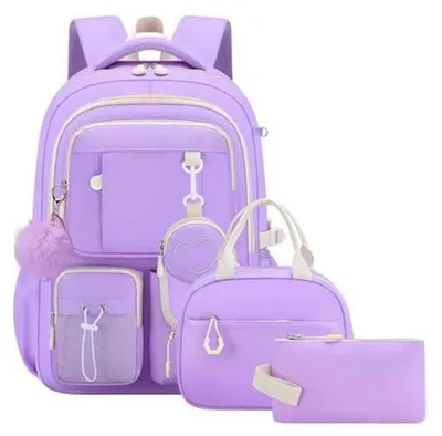 Image de Ensemble de sacs d'école pour filles, 4 pièces, pour les classes de 3e à 7e, couleur violet