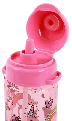 400 ml Trinkflasche Kinder mit Strohhalm - Einhorn Thema