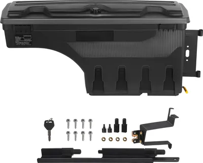 Zdjęcie produktu dla Schowek SucceBuy do przestrzeni ładunkowej - zamykany, wodoodporny, 6,6 gal/20 l. Pasuje do Chevrolet Silverado 1500 i GMC Sierra 1500 2019-2020, strona pasażera. Kolor czarny