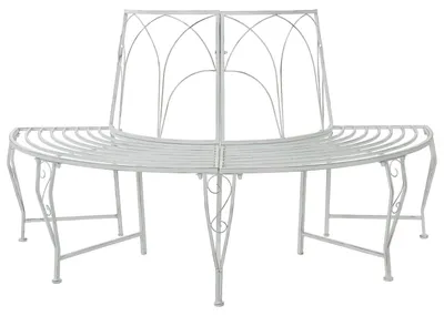 Immagine prodotto di vidaXL Panchina a forma di albero a 4 posti 160 x 80 x 89 cm in acciaio bianco anticato
