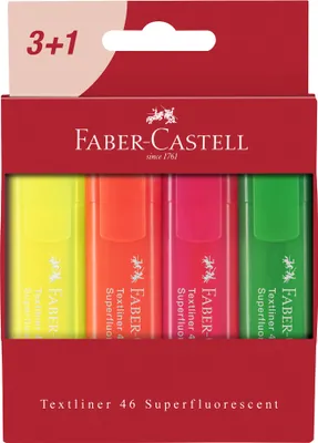 Immagine prodotto di Faber-Castell 254604 evidenziatore FABER-CASTELL TEXTLINER 1546, cartone, confezione da 4 pz