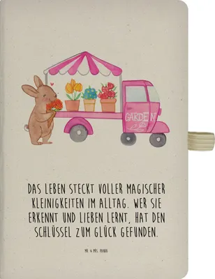 Produktbild von Mr. & Mrs. Panda Tagebuch Osterhase Blumenwagen - Transparent - Geschenk, Journal, Ostern, Skizzenbuch, Adressbuch, Kladde, notizbuch, Tulpen, Blumen