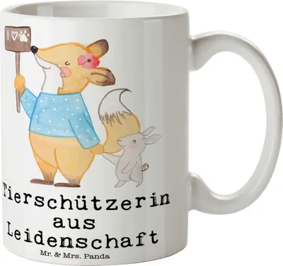 Produktbild von Mr. & Mrs. Panda Kaffeebecher Tierschützerin Leidenschaft - Weiß - Geschenk, Tasse, schöne, Bedruckte, kaffeetasse bedruckt, Becher
