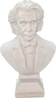 Produktbild von Albert Einstein Büste aus weißem Polyresin mit den Maßen 12,5x8x4cm