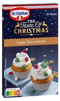 Produktbild von Dr. Oetker Sugar Decorations, Essbare Streusel, Mehrfarbig, Weihnachten, Zucker, Zucker, Verdickungsmittel (Gummi arabicum), aufgeschlossenes MILCHEIWEISS, Säuerungsmittel..., 1706 kJ