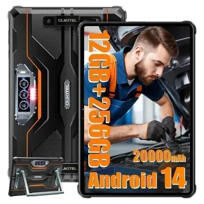 Produktbild von OUKITEL RT8 Outdoor Tablet 11 Zoll - 12GB+256GB Helio G99 - 20000mAh 48MP+32MP Baustellen Tablet PC Android 14 IP68/IP69K GPS - Orange