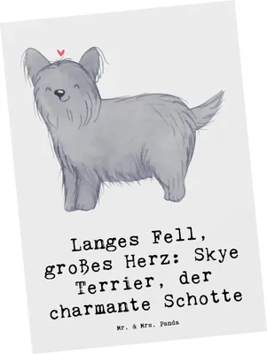 Produktbild von Mr. & Mrs. Panda Postkarte Skye Terrier - Weiß - Geschenk, Hunderassen Eigenschaften, Vielfalt, Jagdinstinkt, Hundefreund, Hundeliebhaber, Ansichtskarten, einzelkarte