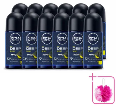 Productafbeelding van 12 x NIVEA MEN Deep Sport Antitranspirant Roller - 50 ml - Voordeelverpakking - 12 stuks