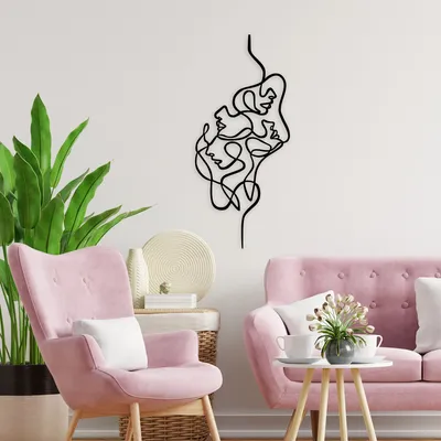 Immagine prodotto di Wallity, Faces- TNL1942, Nero, Altri complementi d'arredo, 40 x 100 cm, 100% metallo (spessore: 1