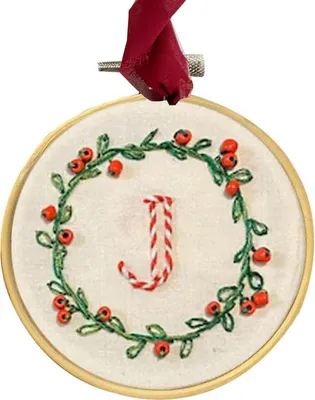 Produktbild von DIY Bestickte Weihnachtsornamente, personalisiertes Monogramm-Stickset mit Initialen von A–Z, Mini-Stickset für Anfänger, handgefertigt