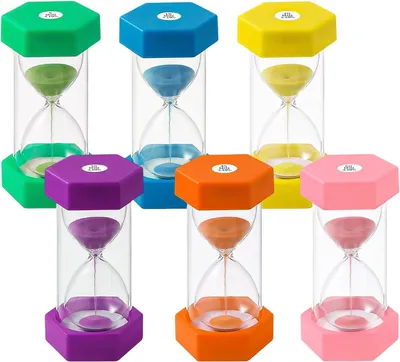 Immagine prodotto di Set di clessidre colorate, clessidre colorate, timer da 5/10/20/30/45/60 minuti, clessidra, timer colorato