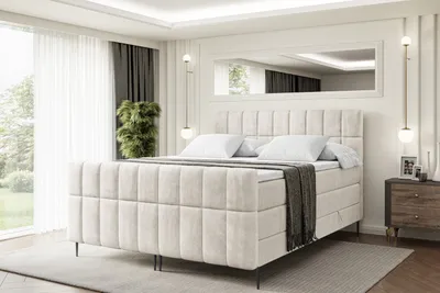 Produktbild von ALTDECOR Boxspringbett mit Schwarz Füßen, Matratze und Lattenrost, Topper, Fußteil, Polsterbett mit Bettkasten, Bett mit Stauraum H3- und H4- Matratze -MIAMI-FC-Z KING-160x200 - Beige Monolith