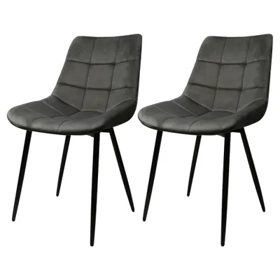 Produktbild von Supfine 2er Set Esszimmerstühle aus Samt,Küchenstühle mit Metallbeine,Eleganter Polsterstuhl,dunkelgrau