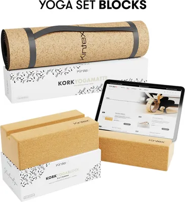 Produktbild von Kintex Yoga Set Blocks, 2 x Yogablock, 1 x Yogamatte