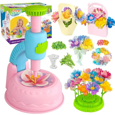 Image de Kit de loisirs créatifs pour enfants de 3 à 12 ans, pour la création de fleurs, avec presse-fleurs rose