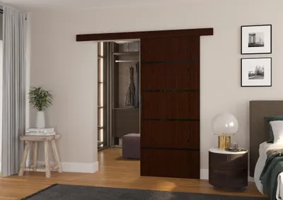 Obrázek produktu pro Posuvné dveře 86 cm NADRIX - tmavě hnědé