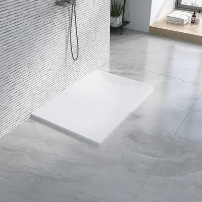 Produktbild von AQUABATOS SMC Duschwannen für badezimmer antirutsch, schieferoptik duschtasse rechteckig, modern-design brausewanne weiße extra-flach 100x70cm