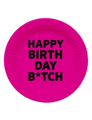 Produktbild von Pappteller Happy Birthday Btch 8 Stück pink-schwarz 23cm