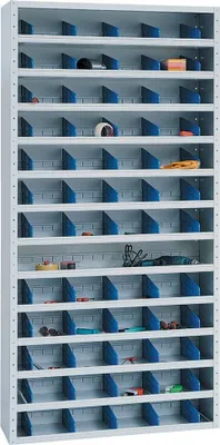 Produktbild von Gürkan Stahlschrank 109484 lichtgrau, blau 100,0 x 30,0 x 198,0 cm, aufgebaut