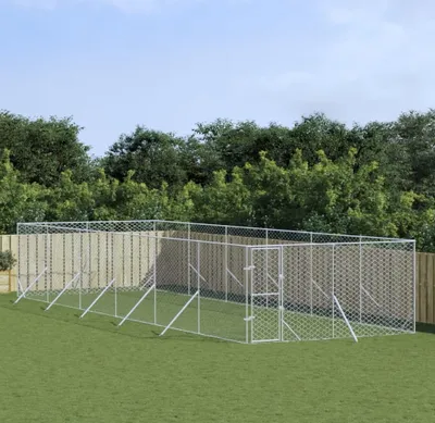 Produktbild von The Living Store Outdoor-Hundezwinger Silbern 4x12x2 m Verzinkter Stahl