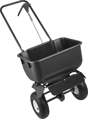 Produktbild von SucceBuy Streuwagen mit 3,66 m Streubreite, Düngestreuer mit 36,3 kg Kapazität und 10-Zoll-Rädern, ideal als Aussaathilfe oder Düngerwagen für Saatgut, Dünger, Streusalz und Enteisungsmittel