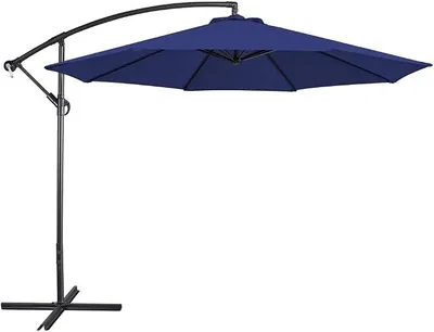Imagen del producto de Parasol para jardín, diámetro 300 cm, inclinable, octogonal, con manivela, color azul marino