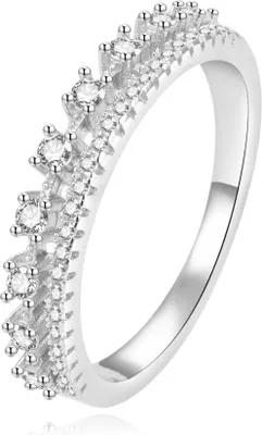 Productafbeelding van Luxe zilveren ring met heldere zirkonia's, model AGG409 - Diameter: 58 mm