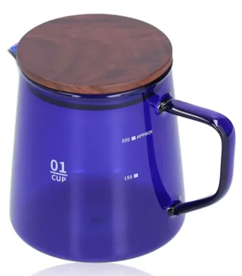 Glaskanne 300 ml mit Deckel und Ausgießer, Blau