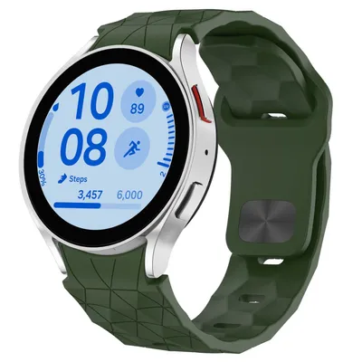 Produktbild von Für Samsung Galaxy Watch FE / 6 / 5 / 4 40mm Silikon Fußball Design Ersatz Arm Band Dunkelgrün