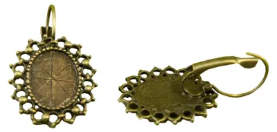 Produktbild von 1 Paar Filigrane Ohrhaken für Cabochon (14 x 10 mm), 35 x 20 mm