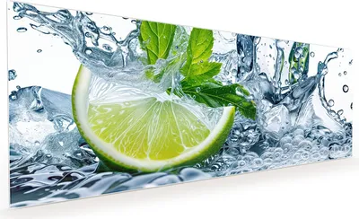 Produktbild von Küchenrückwand Spritzschutz Glas mit Motiv Limettenspritzer 40 x 40 cm