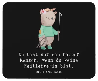 Produktbild von Mr. & Mrs. Panda Mauspad Reitlehrerin Herz - Schwarz - Geschenk, pc, Mousepad, laptop, Mouse Pad, mousematte