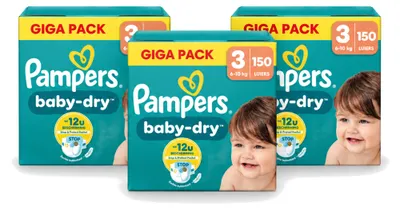 Obrázok produktu pre 3 kusy plienok Pampers Baby-Dry, veľkosť 3 – výhodný balík